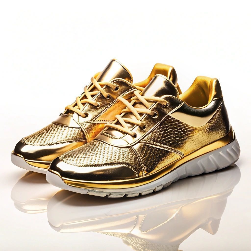Golden luxury sport shoes